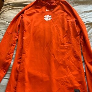 Nike Pro Orange Athletic Short Sleeve Top with Black Logo Patch